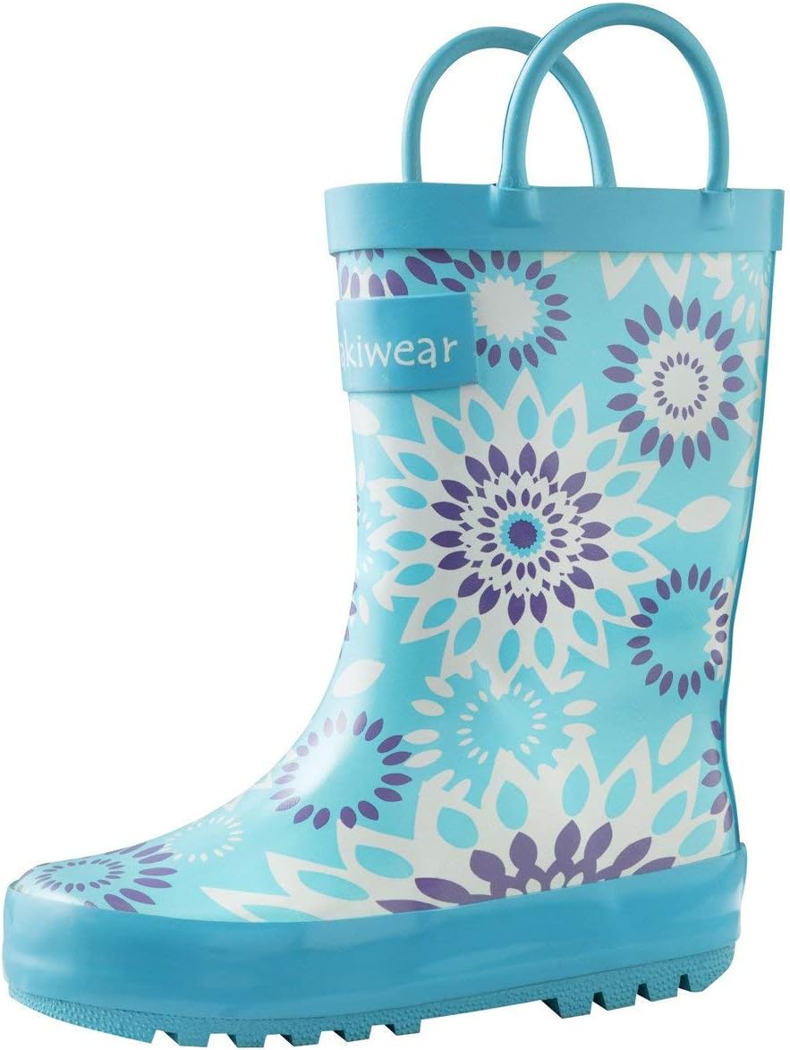 Kids Waterproof Rubber Rain Boots with Easy-On Handles