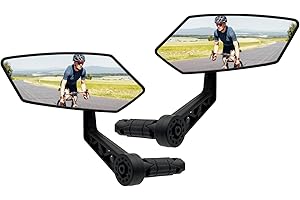 Homieway Bike Mirror 2PCS, HD Glass Bicycle Mirrors for Handlebar Mount, Adjustable Bar End Bike Rear View Mirror, Scratch Resistant Handlebar Mirror for E-bike, Cycle Rearview Mirror (0.55-0.78")