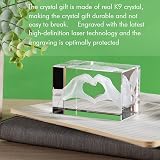 ERWEI Crystal Gifts Engraved Two Hands Form a Heart Cube Glass Keepsake view 4