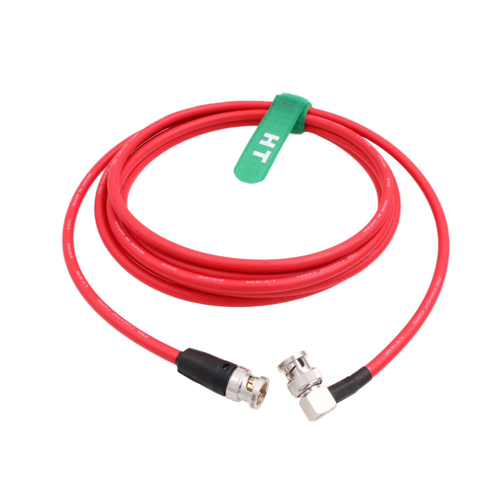 HangTon 12G SDI Raw 4K 60p Video Cable Right Angle to Straight BNC 75 ohm Coaxial Shielded for Sony FS7 FX9 FX6 Alexa DSMC2 Camera Blackmagic SmallHD Atomos Monitor (1m, Red)