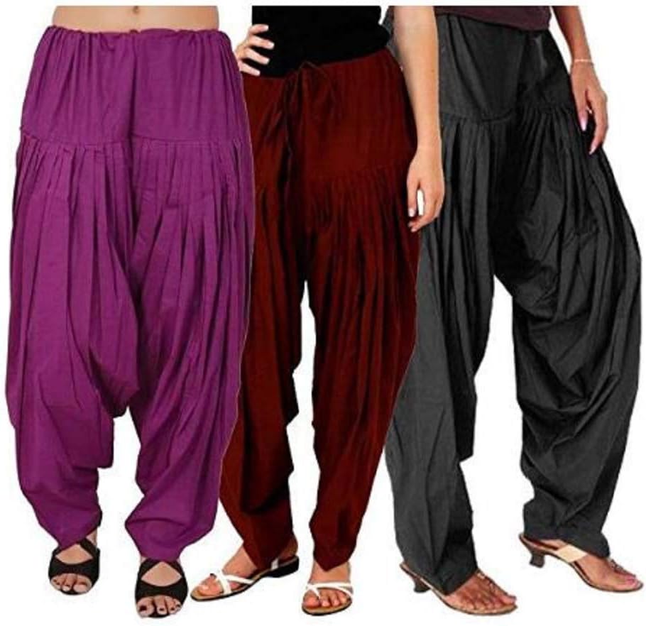 Sharvgun Combo Women's Cotton Punjabi Patiala Salwar Pants with Drawstring Semi Patiala Salwar Indian Pants Yoga Dress