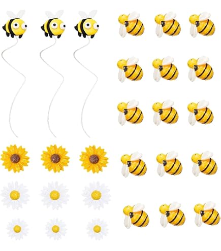 Bee Honeycomb Cake Topper Set - Resin Decor With Bees, Daisies, Honeycomb & Stick For Bee-Themed Birthday Parties