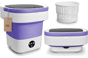 BENCHRY Portable Mini Washing Machine, 16L Upgraded with Spin Basket Laundry Machine, 3 Cleaning Modes Suitable for Small Clothes, Foldable Design Ideal for Hotel Campain Apartment and Home