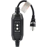 ELEGRP G1215CM Patented Auto-Monitoring GFCI Replacement Plug Inline Assembly, G20CMR Manual Reset 15 Amp Grounded 3 Wires 3-Prongs for Power Tools, Lawn Equipment etc, UL Listed, 1 Pack, Black