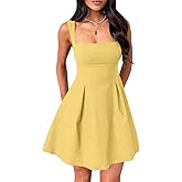 Misng Womens Mini Party Dress Sleeveless Backless Bow Tie Square Neck Short Cocktail Dress