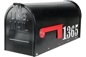 Zinovo Metal Post Mount Mailboxes for Outside,Galvanized Steel,Waterproof,Medium Capacity,Red Flag Indicated,Modern Style,Mail Boxes for House Outside/Residential,Black,18.8 x 9 x 6.7 inches
