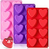 CLUEWR 3 Pack Heart Shape Molds, 8 Cavities Non-Stick Silicone Chocolate Molds for Candy, Mini Cake, Jello, Gummy, Ice Cube, Soap