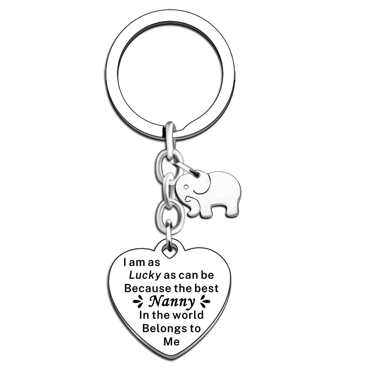 JMIMO Nanny Keyring Nanny Gifts from Granddaughter Grandson Grandchildren Auspicious Elephant Gifts for Nanny Nan Nannie