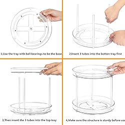 FIVOF Lazy Susan Round Plastic Clear Rotating