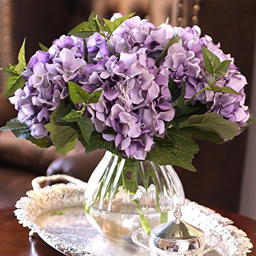 Felice Arts Artificial Silk Flowers California Fake Beautiful Hydrangea Bunch Bouquet Flower for Home Wedding Decor Pack of 3 (PURPLE)