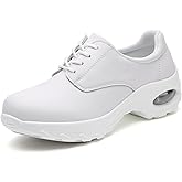 Womens Lightweight Nursing Shoes Slip Resistant Faux Leather Lace Up Comfortable Oxford Work Shoes