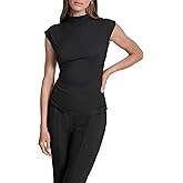 DKNY Womens Sleeveless Mock Neck Blouse