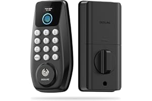 DESLOC C110 Fingerprint Keyless Entry Door Locks, Front Door Smart Lock Deadbolt with 2 Keys, Auto-Lock, Backlit Keypad, 12 M