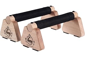 SANOSY Push Up Stand, 2 PCS Wood Parallettes Bars, 9" Wooden Calisthenics Equipment, Handstand Blocks and Pushup Handles for Handle Stands Grip Strength Training, Planks Calisthenics