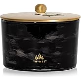Thymes Noir Woods Scented Candles for Home Decor – Notes of Fresh Evergreen, Smoky Wood & Golden Amber – Luxury Home Fragrance Gifts for Women & Men – Burns Up to 38 Hrs (Large 3 Wick Candle, 18 oz)
