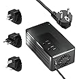 1200W Universal Travel Adapter Converter Step-Down 220V to 110V, 2 lbs Light Weight, Stable Pure Sine Wave, for Hair dryers, straighteners, Curling Irons, Coffee Makers (Black)
