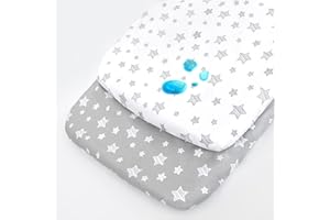 MOONSEA Waterproof Bassinet Sheets 2 Pack, Compatible with RONBEI & Koola Baby & Baby Joy Bassinet, 33" X 20" Fits Most bassinets and Cradles