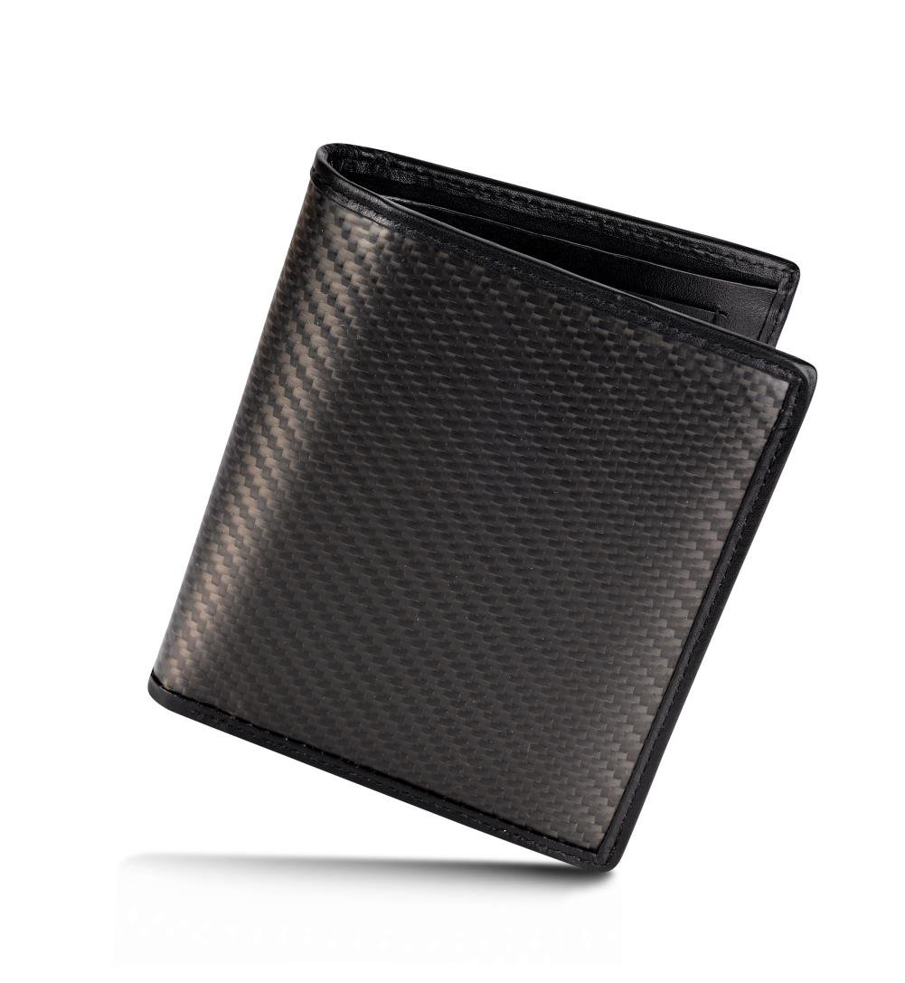 RFID Blocking CL Carbonlife Carbon Fiber Mens Real Carbon Fiber Leather Wallet with Credit Card