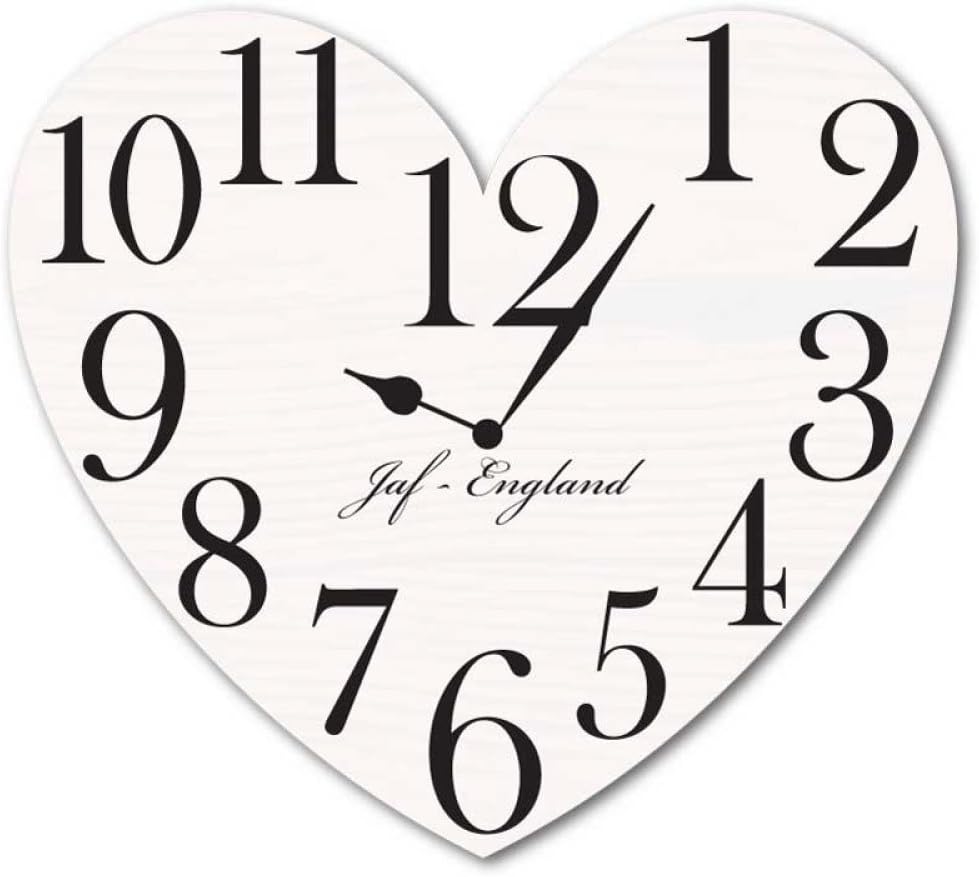 JAF Graphics Vintage Heart Clock, Heart Shaped Wall Clock, Wooden