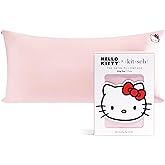 Kitsch x Hello Kitty Pillow Case – Pink Kitty Face Toddler Bed Time Satin Pillowcase with Zipper – Soft Cooling Pillow Cover for Hair & Skin – Better Than Silk Pillowcase – King Size 19x36