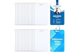 Boocalny 32Pcs Sublimation Id Badge Blanks, Aluminum Double Sided Sublimation Luggage Tag Bag Tags Blank Bulk, 2.1×3.4 in Met