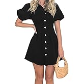 KDF Summer Denim Dress for Women Puff Sleeve Slim Fit Jean Dresses for Women 2025 Casual