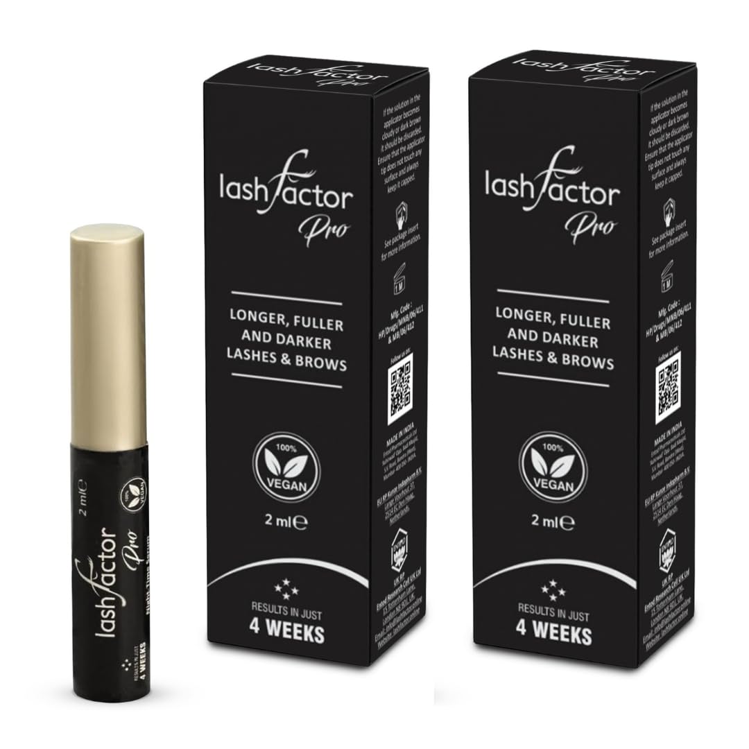 Lashfactor Pro Eyelash Growth Serum, Brow Lash Growth Serum, Natural Brow Lash Enhancer | Nourish Damaged Lashes, Thicker Natural Longer Lift Eyelashes Enhancer Rapid Lash Growth (Pack of 2)