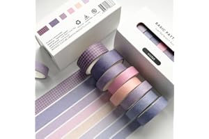 Lot de 8 rouleaux de ruban adhésif Washi coloré pour masquage, loisirs créatifs, scrapbooking, journaux, peintres