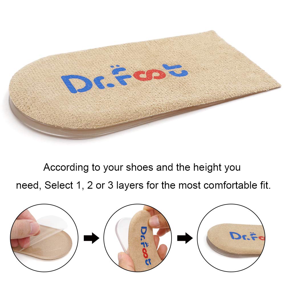 Dr. Foot\'s Adjustable Orthopedic Heel Lift Inserts, Height Increase Insole for Leg Length Discrepancies, Heel Spurs, Heel Pain, Sports Injuries, and Achilles tendonitis (Beige, 2 Layers)