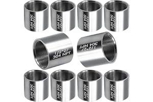 Beduan Stainless Steel Cast Pipe Fitting, Coupling, 1/2" x 1/2" Female Threaded (1" Length, Pack of 10)
