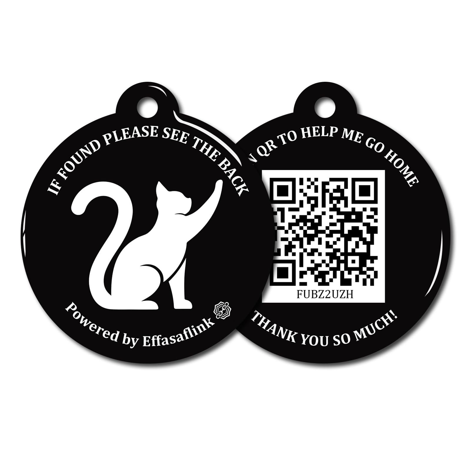 Photo 1 of **MISSING RFID TRACKER / HOLDER IS BROKEN *** Effasaflink RFID 134.2Khz & QR Code Pet ID Tag, Collar Tag, Dual Function - Scan QR for Helping Lost Pets Go Home, Replace RFID Microchip for Smart Auto Pet Door and Feeder (Black-Cat)