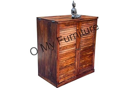 O My Furniture Shutter Bar Cabinet With Teak Finish