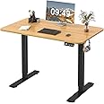 Furmax Electric Height Adjustable Standing Desk Large 40 x 24 Inches Sit Stand up Desk Home Office Computer Desk Memory Preset with T-Shaped Metal Bracket, Maple