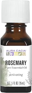Aura Cacia Rosemary Essential Oil, Pure Rosmarinus Officinalis Oil, Aromatherapy for Skincare, Massage, Hair Care, DIY Blends
