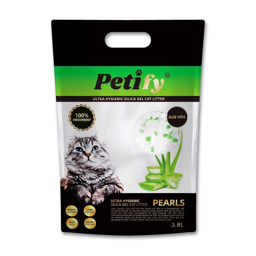 Silica Gel Cat Litter ALOE VERA scent | Silica Crystals | Silica Pearls | 3.8L - 40 days supply | Ultra Hygienic | Highly Absorbent | ECO Friendly | Biodegradable |