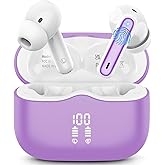 Wireless Earbuds, 2026 Bluetooth 5.4 Ear Buds in Ear with 4 ENC Noise Cancelling Mic, New Wireless Earphones HiFi Stereo Deep Bass 40H Playtime, In-Ear Bluetooth Earbuds LED Display IP7, Violet
