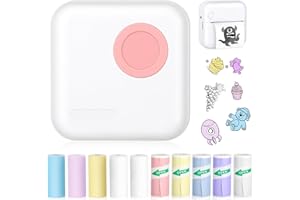 ST-CARE Mini Pocket Bluetooth Printer-Portable Thermal Printer with 10 Roll Papers for Journal/DIY Scrapbook/Travel/Notes/Lists/Label/Memo, Receipt Printer for Children Women Gifts Kids Christmas