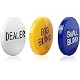 GSE Games & Sports Expert Small Blind, Big Blind, Dealer Button - Set of 3 Professional Casino Texas Hold‘em Poker Button for Gambling Card Games, Poker Nights, Tournaments