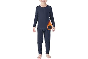 Komorebi Boy's Thermal Underwear Set Toddler Fleece Lined Long Johns Soft Compression Base Layer for Kids Leggings