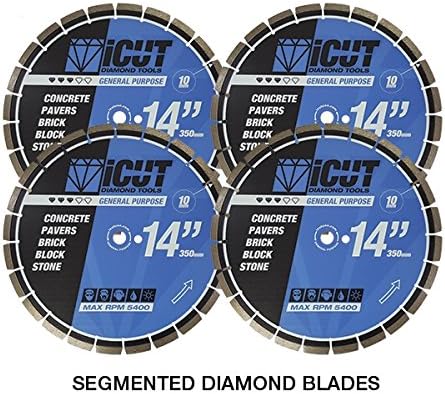 4 PK - 14" Diamond Saw Blades - General Purpose 10mm Segments - Brick, Concrete, Pavers, Rock, Stone, Block