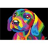 ifymei Paint by Numbers for Kids & Adults & Beginner , DIY Canvas Painting Gift Kits 16 x 20 inch - Colorful Cute Dog - Witho