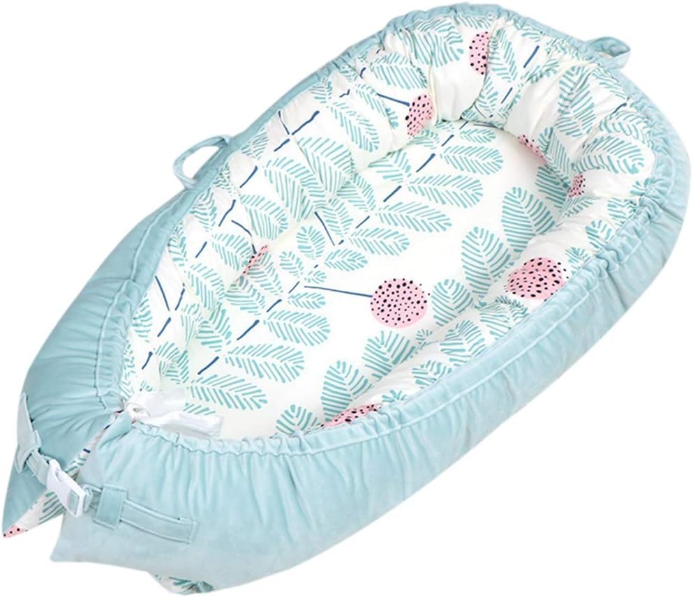 JHION Baby Lounger, Baby Nest Portable Super Soft Organic Cotton and Breathable Newborn Lounger Baby Snuggle Nest Sponge Bottom- Perfect for Co-Sleeping 0-12Months