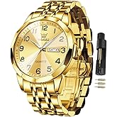 OLEVS Watches for Men Business Dress Diamond Analog Quartz Big Face Luxury Classic Stainless Steel Waterproof Luminous Two Tone Wristwatch