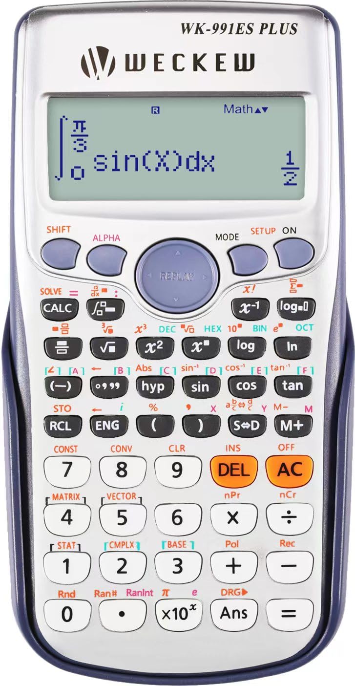 WECKEW Scientific Calculators, Math Calculator with 417 Functions, 2 Line 10+2 Digits Written Display Scientific Calculator for Secondary School/College/Business/Office (991ES PLUS)