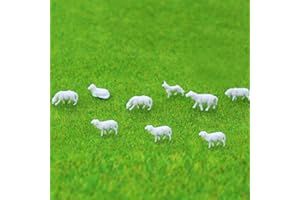 18Pcs Model Knickknack White Sheep, Model Railway 1:87 Ho Scale Painted Farm Sheep Animals Model 6 Styles