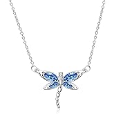AOBOCO Dragonfly Necklace Sterling Silver Crystal BirthstoneDragonfly Jewelry Gifts