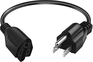 VRLLINKING Short Power Extension Cord,16AWG/13A,Outlet Saver, 3 Prong Male Plug to Female Socket Heavy Duty Power Extension Cable(1FT/0.3M)