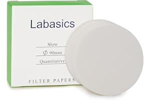 Labasics Quantitative Filter Paper with 10 Micron Pore Size, Slow Flow Cellulose Circles for Laboratory Use, 100 Pcs, 90 mm