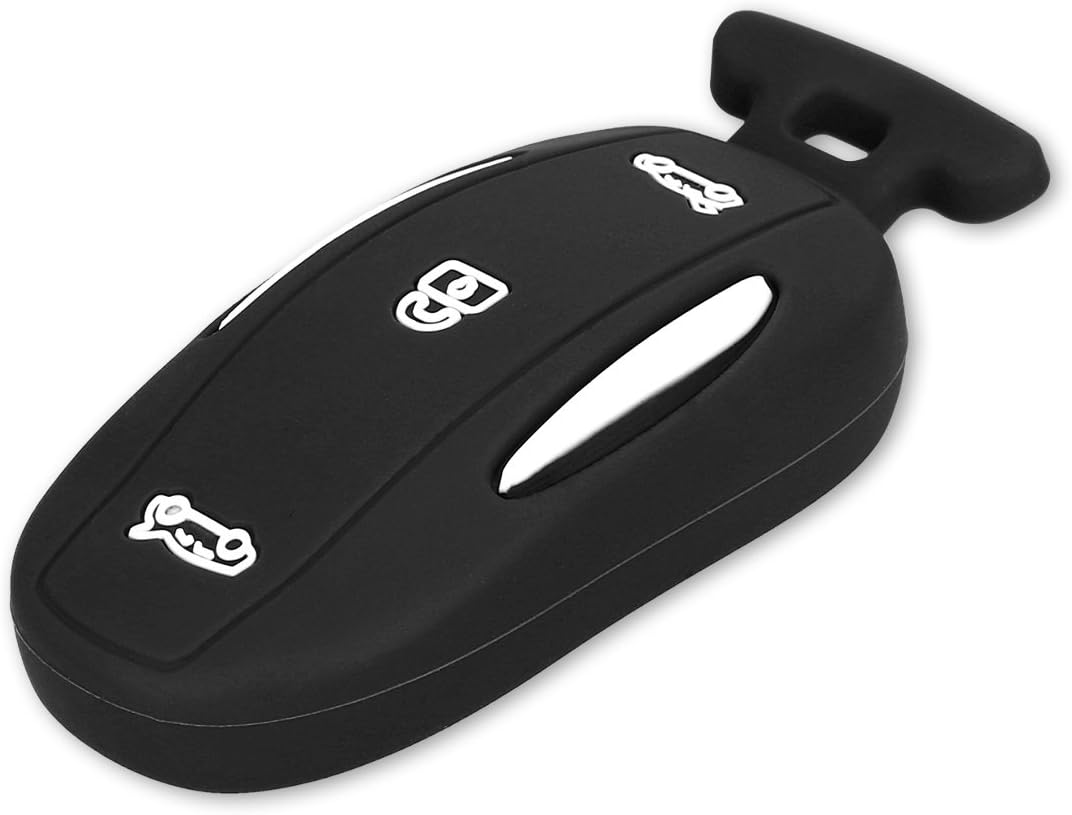 kwmobile Key Cover Compatible with Tesla Model X Car Key - Soft Silicone Car Key Fob Holder Protector Case - Black - Image 5