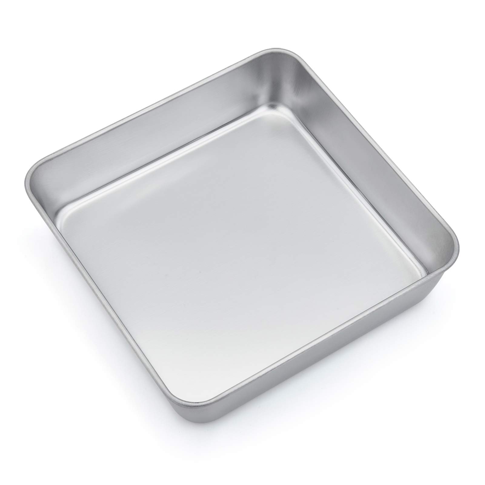 Homikit Cake Tin, 8Inch Square Cake Mould for Baking Roasting, Stainless Steel Christmas Birthday Wedding Cake Pan Bakeware, Healthy & Sturdy, Matt Finished & Dishwasher Safe - 8inch/20cm